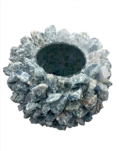 Blue Calcite & Sea Urchin Votive Medium